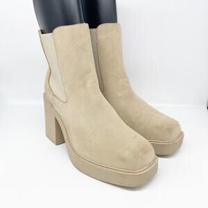 Mia Women's Dru‎ Platform Chelsea Boot Suede Tan Size 9.5 M